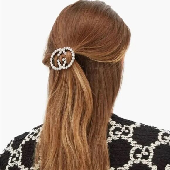 Gucci GG Interlocking Crystal Large Hair Pin Clip - Picture 2 of 10